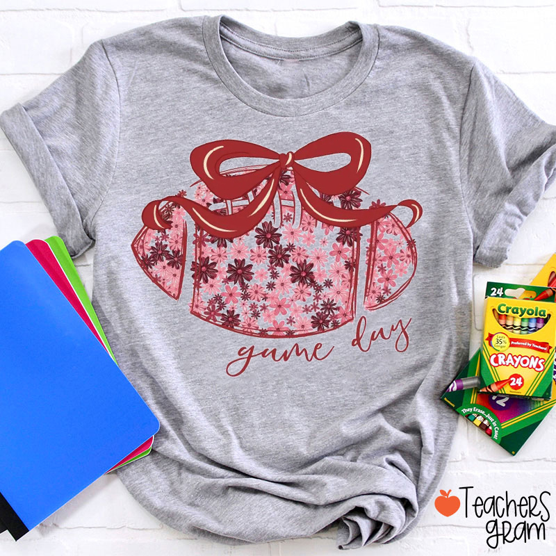 Personalized Mascot And Sport Floral Game Day Teacher T-Shirt