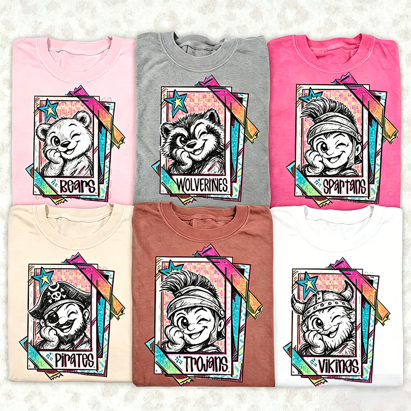 Personalized Mascot School Spirit Hand-Drawn Teacher T-Shirt