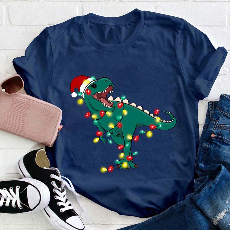 Cute Dino Christmas Teacher T-Shirt