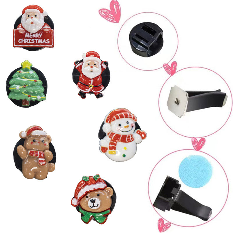 6PCS Christmas Series Car Air Vent Aromatherapy Decoration Clip