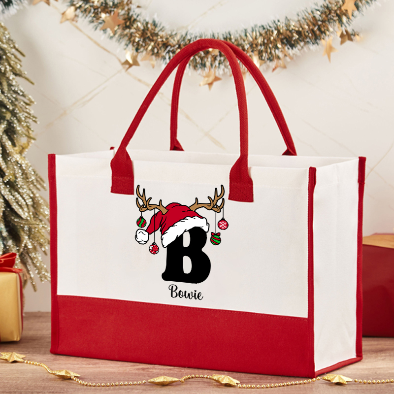 Personalized An Elk Santa Hat Teacher  Cotton Tote Bag