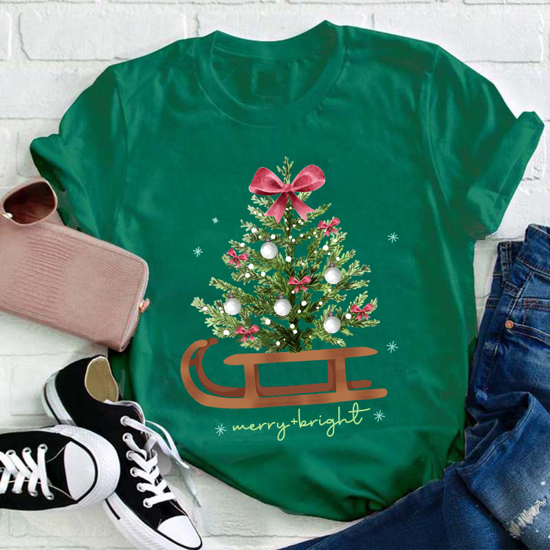 Merry And Bright Teacher T-Shirt