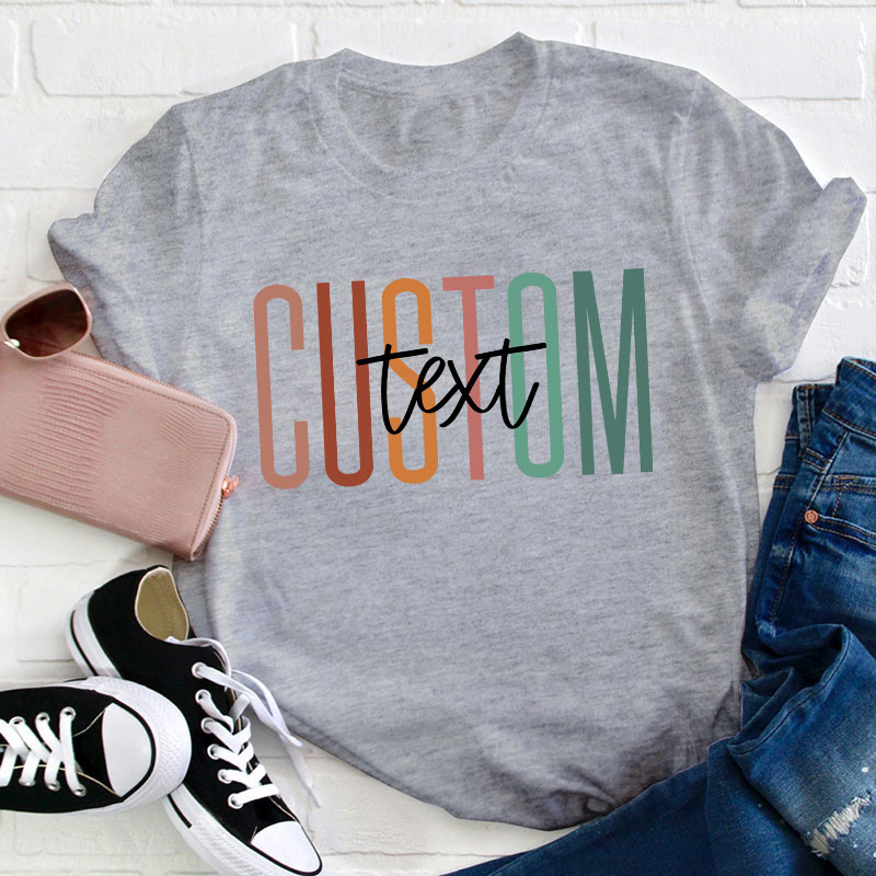 Personalized Retro Color Simple Letters Teacher T-Shirt