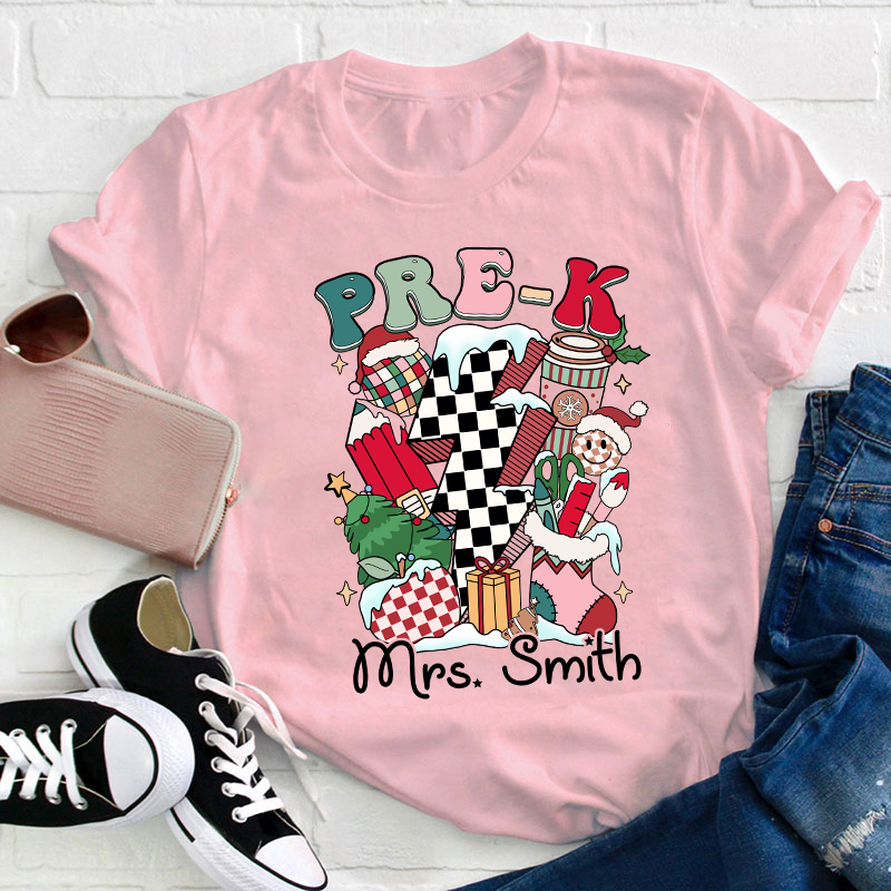 Personalized Decorated For Christmas Teacher T-Shirt