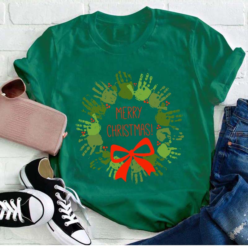 Cute Hands Merry Christmas Teacher T-Shirt