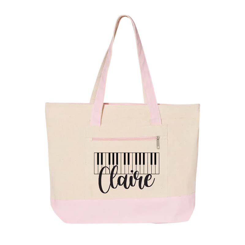 Personalized Piano Teacher Block Tote Bag