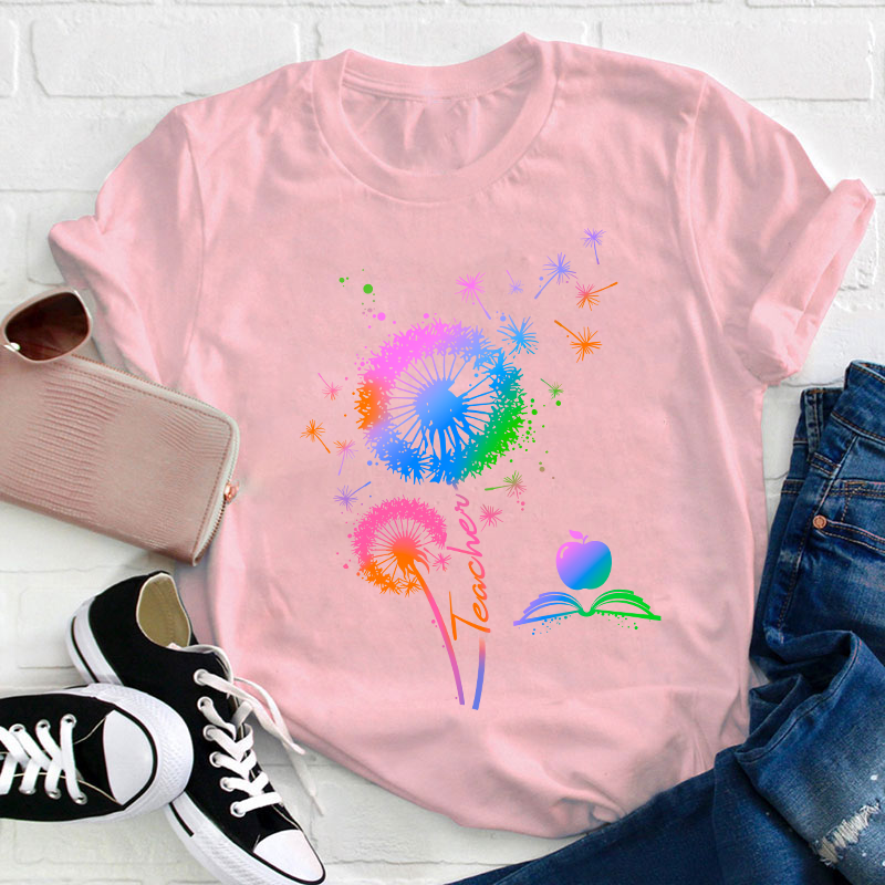 Colorful Dandelions Teacher T-Shirt