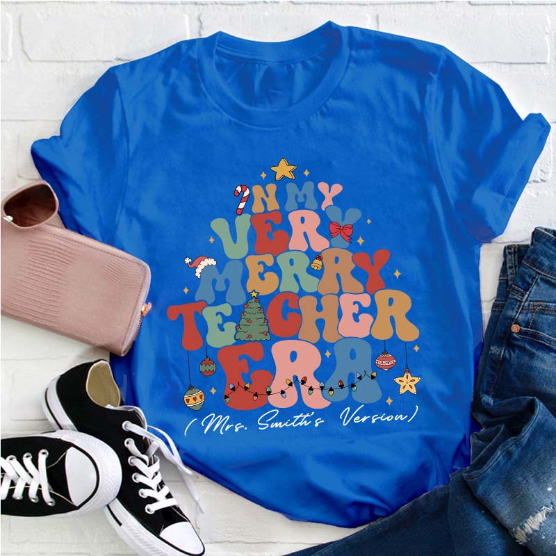 Personalized In My Very Merry Teacher's Era Teacher T-Shirt