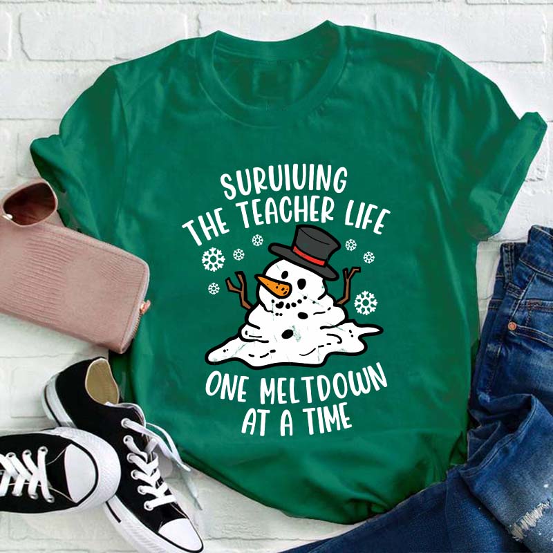 Personalized Surviving The Teacher Life One Meltdown At A Time Teacher T-Shirt