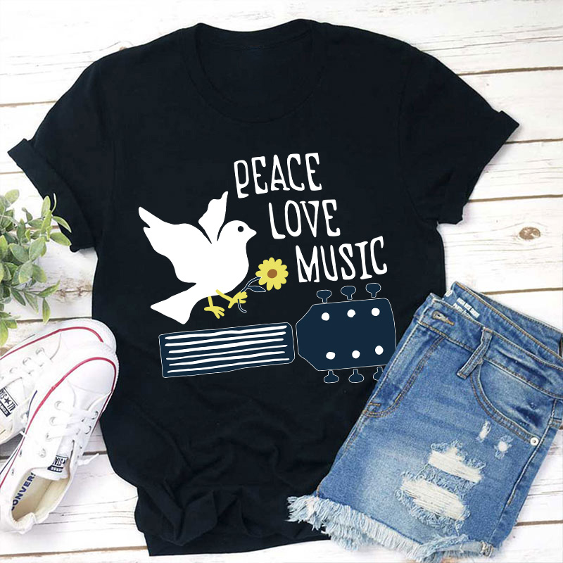 Peace Love Music Teacher T-Shirt