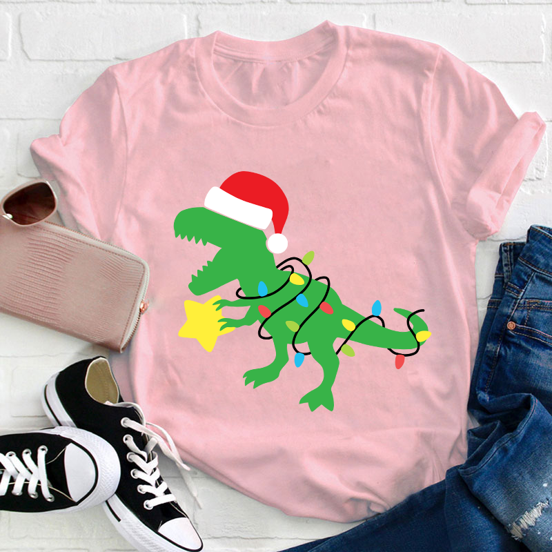 Little Dinosaurs Surrounded By Lanterns Teacher T-Shirt