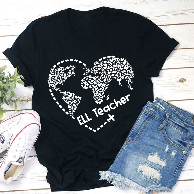 Ell Cute Heart Shape Teacher T-Shirt