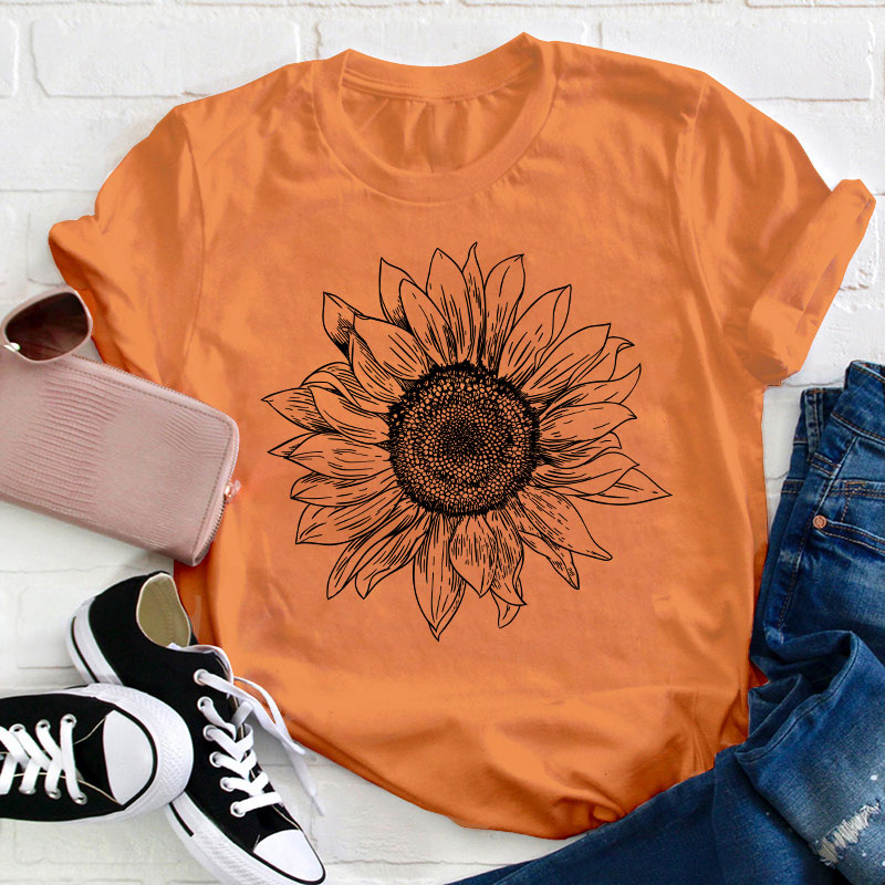 Floral Sunflower Teacher T-Shirt