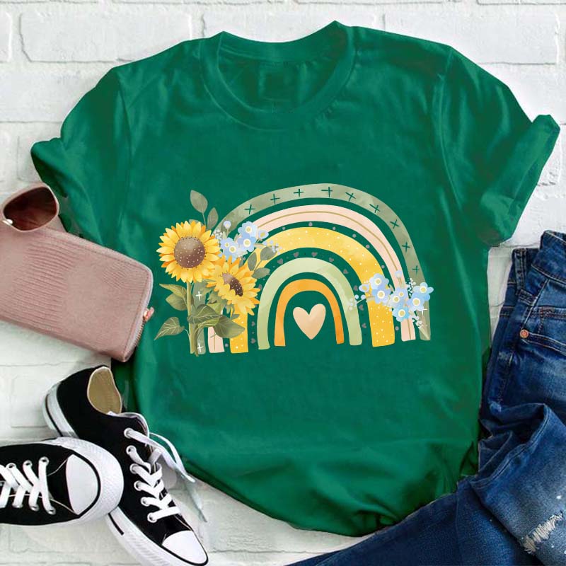 Sunflower Rainbow Teacher T-Shirt
