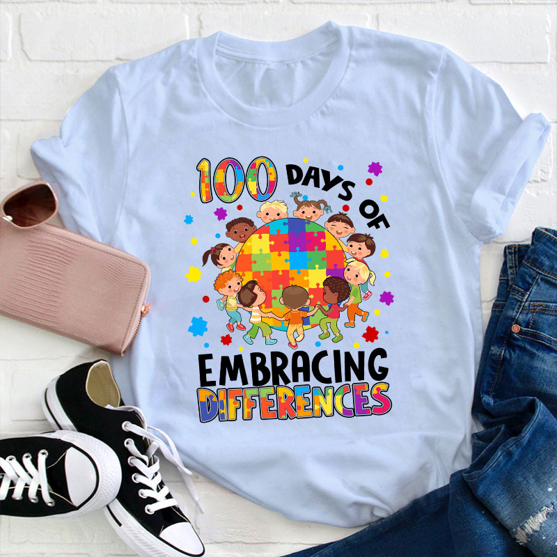 100 Days Of Embracing Differences Teacher T-Shirt