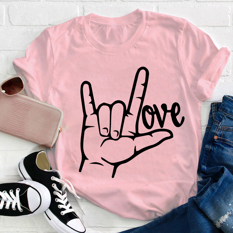 Peace Sign Love Teacher T-Shirt