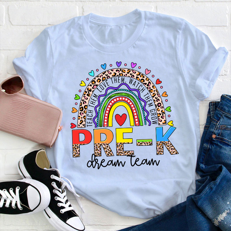 Personalized Grade Leopard Rainbow Teacher T-Shirt