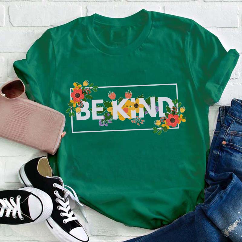 Floral Be Kind Teacher T-Shirt