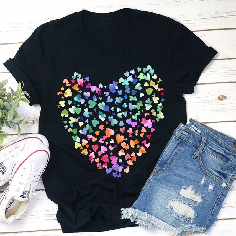 Colorful Heart Teacher T-Shirt
