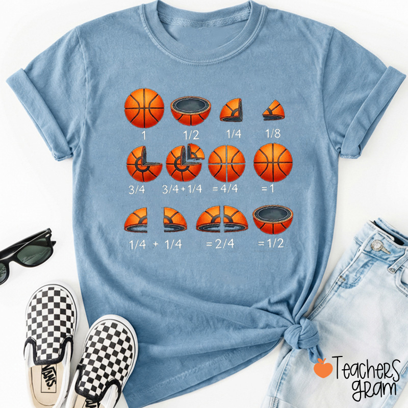 Funny Basketball Math Fractions Teacher T-Shirt