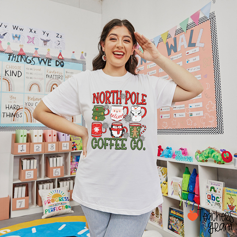 North Pole Coffee Co Teacher T-Shirt