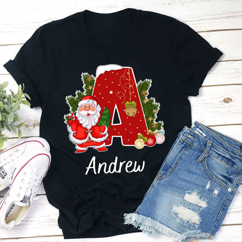 Personalized Name Ho Ho Ho Christmas Teacher T-Shirt