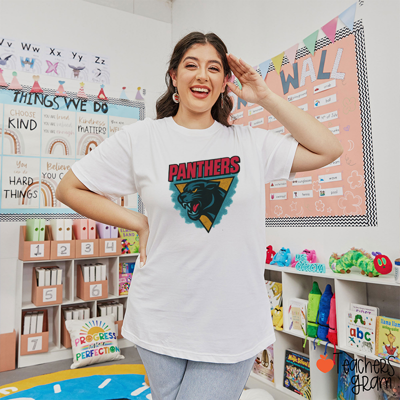 Personalized Mascot Retro School Spirit Teacher T-Shirt