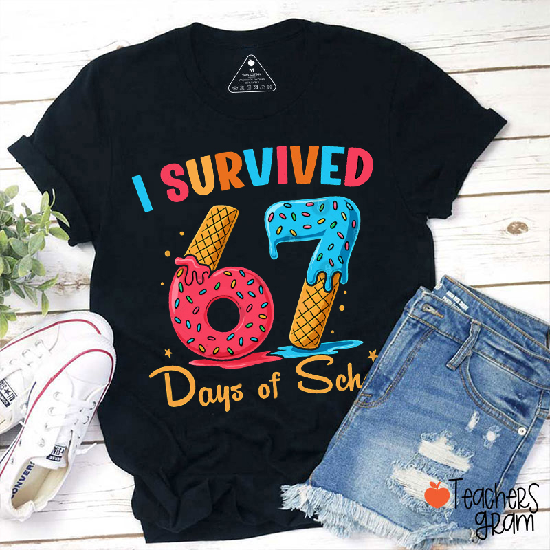 I Survived 67 Days Of School Donut Teacher T-Shirt
