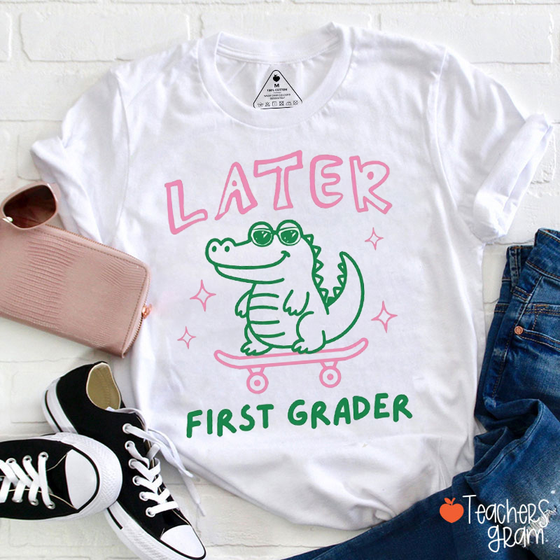Personalized Grade See You Later Alligator Last Day of School Teacher T-Shirt