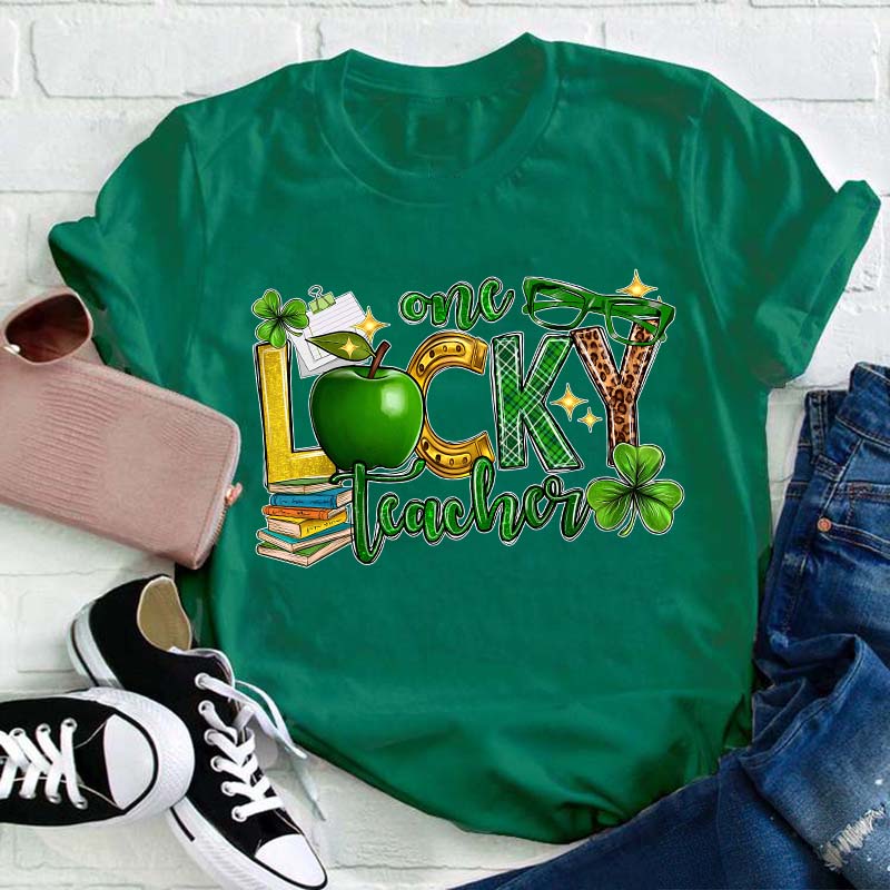 One Lucky Teacher Shamrock Teacher T-Shirt