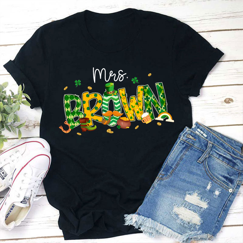Personalized St Patricks Day Name Teacher T-Shirt