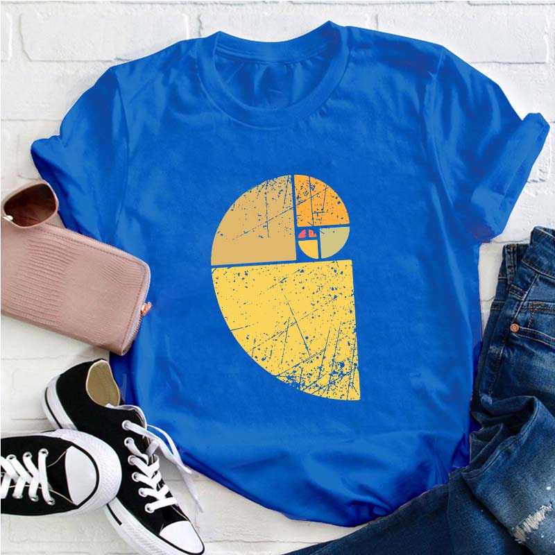 Vintage Fibonacci Spiral Science Golden Ratio Cool Math Teacher T-Shirt