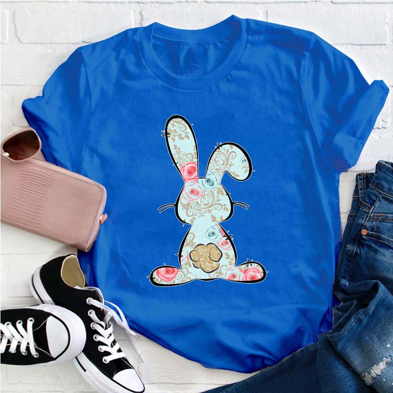 Floral Easter Bunny Teacher T-Shirt