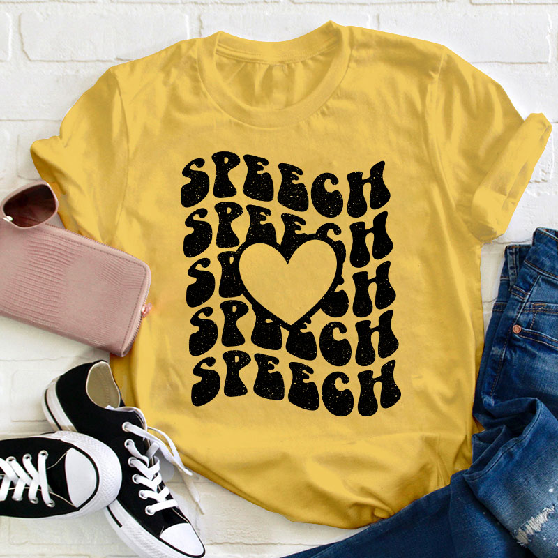 Speech Speech Love Heart Teacher T-Shirt