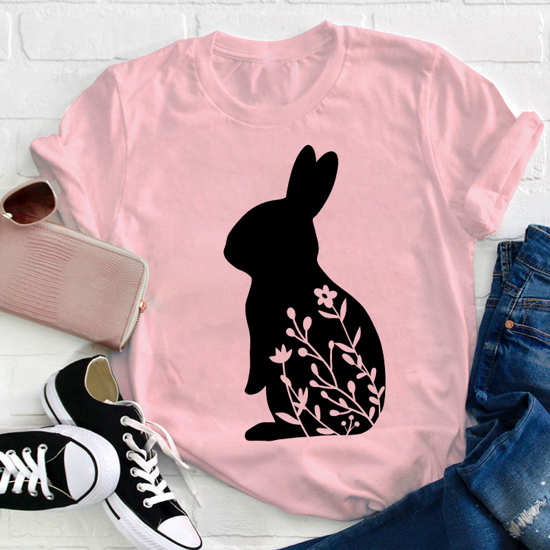 Floral Rabbit Teacher T-Shirt