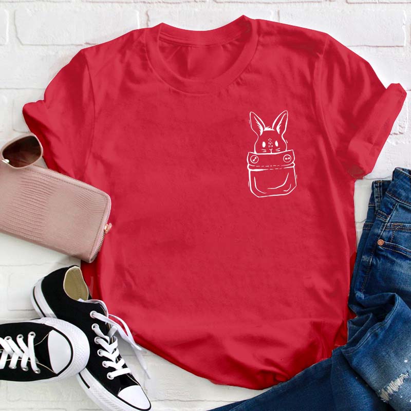 Bunny Easter Pocket Teacher T-Shirt