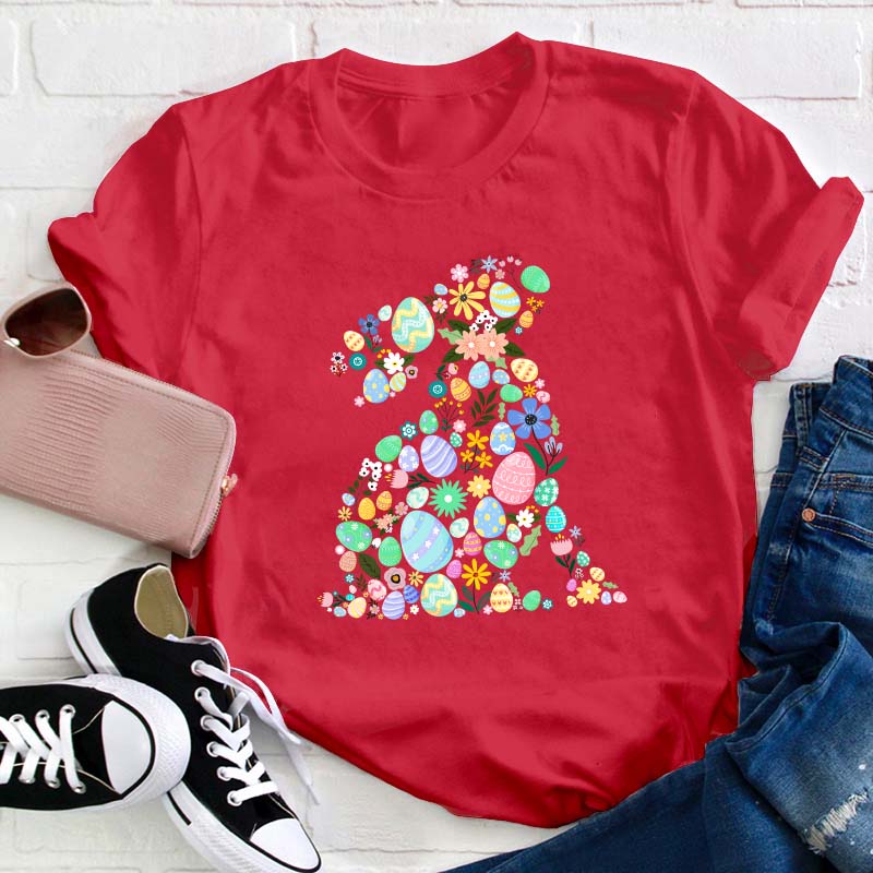 Floral Bunny Teacher T-Shirt