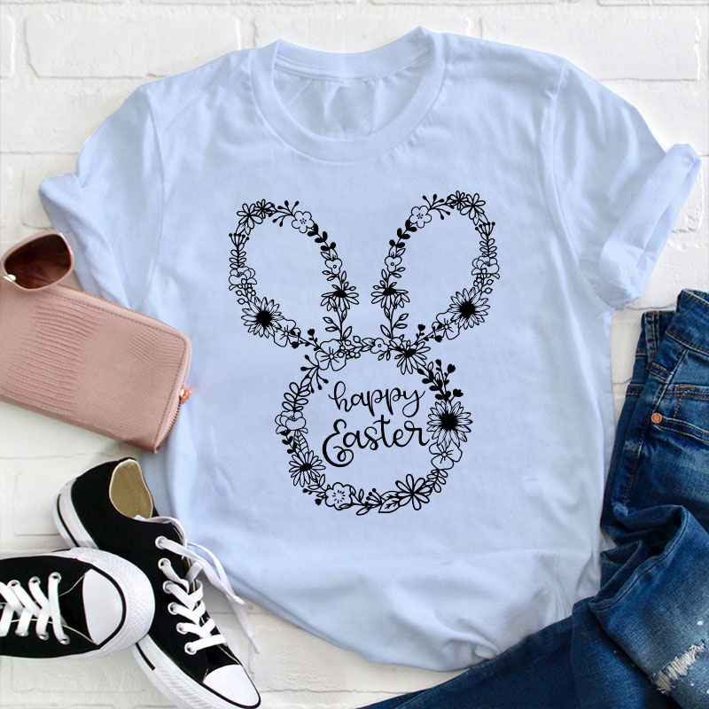 Wildflower Easter Bunny Teacher T-Shirt