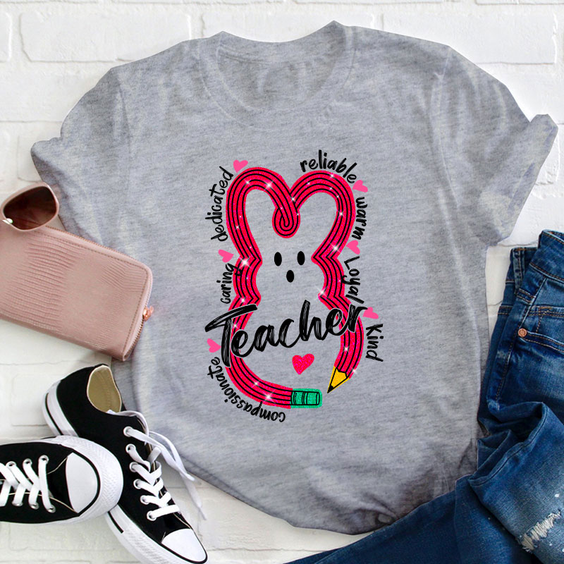 Bunny Pencil Teacher T-Shirt