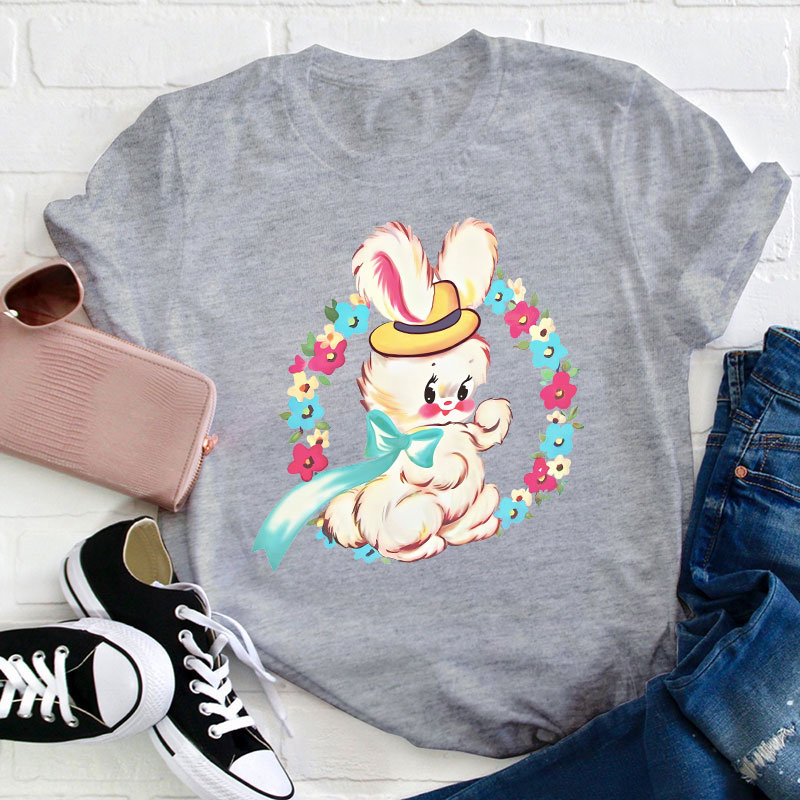 Cute Retro Easter Bunny Teacher T-Shirt