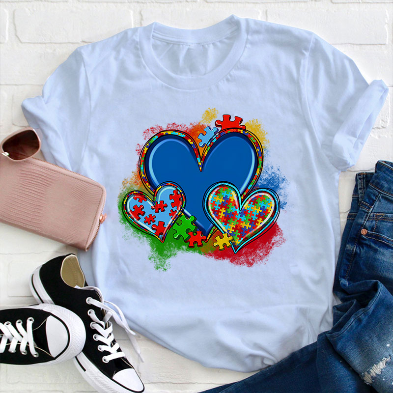 Autism Heart Neurodiversity Teacher T-Shirt