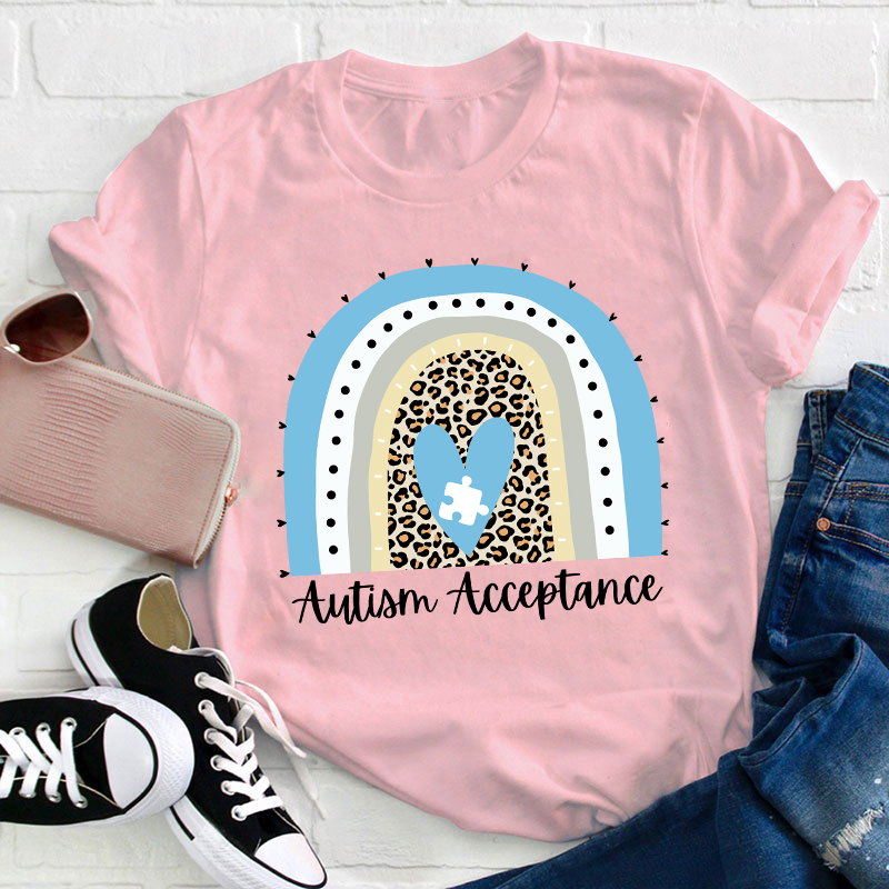 Autism Acceptance Rainbow Teacher T-Shirt