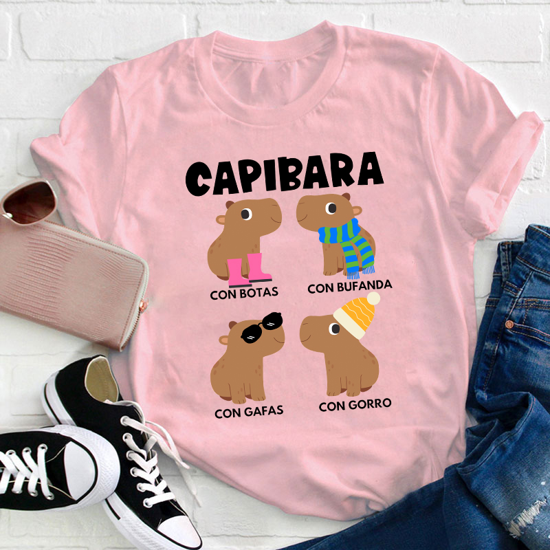 Funny Capybara Spanish Teacher T-Shirt