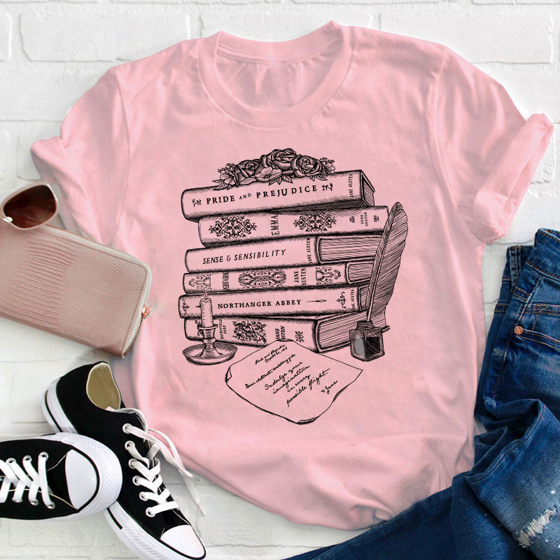 Jane Austen Book Collection Teacher T-Shirt