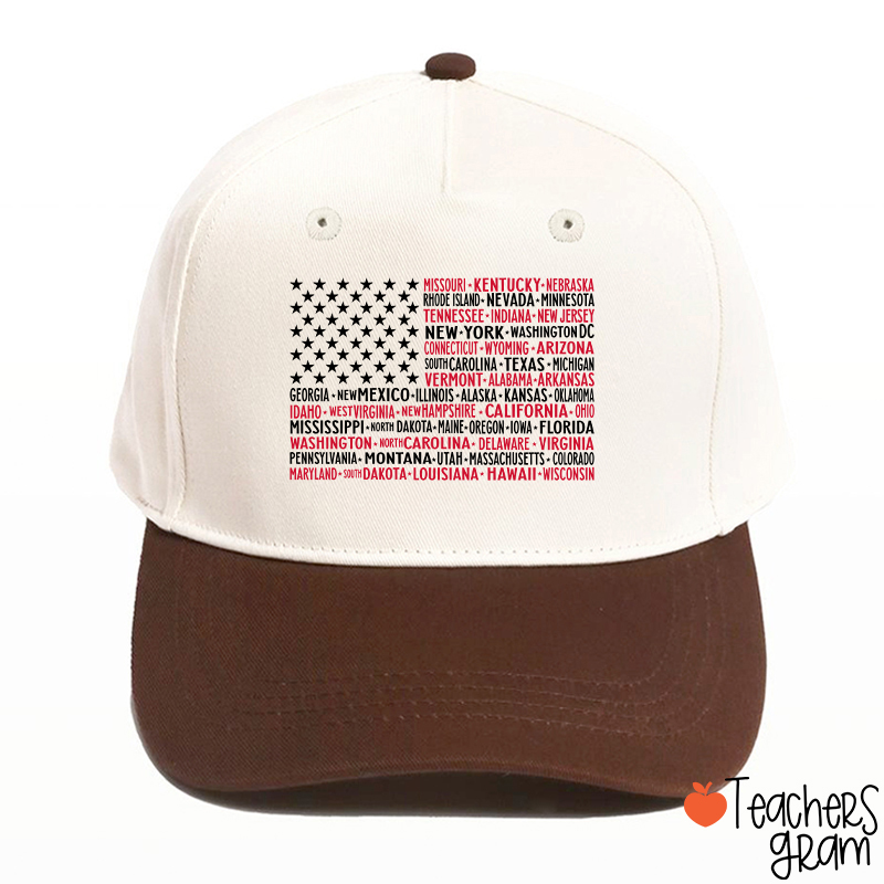 Vintage American Flag 4th Of July Teacher Baseball Cap