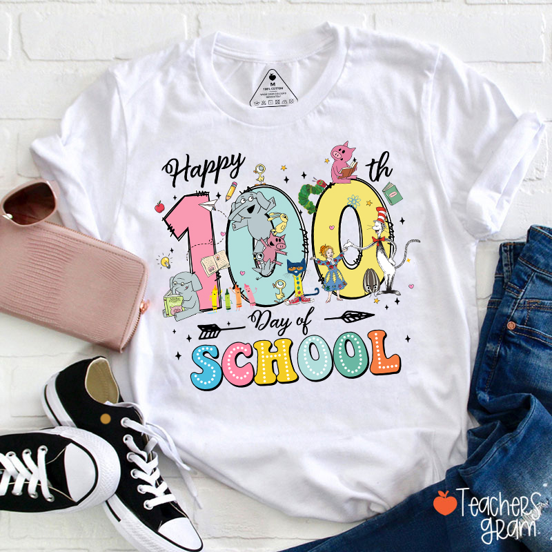 Book Characters Happy 100 Days Of School Teacher T-Shirt
