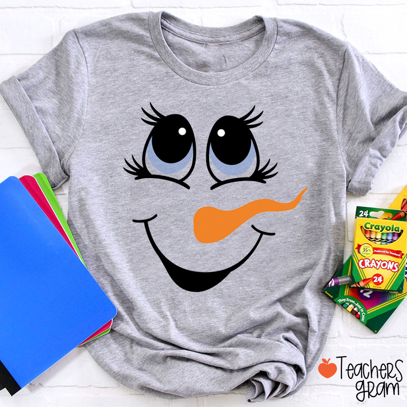 Snowman Smiley Face Teacher T-Shirt