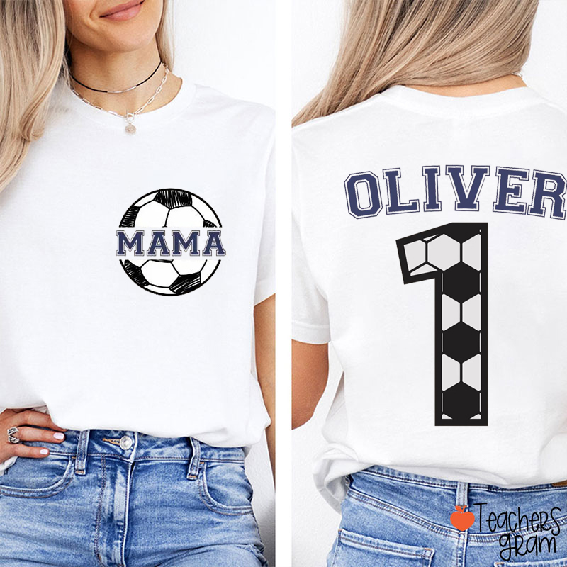 Personalized Matching Family Soccer Teacher Two Sided T-Shirt