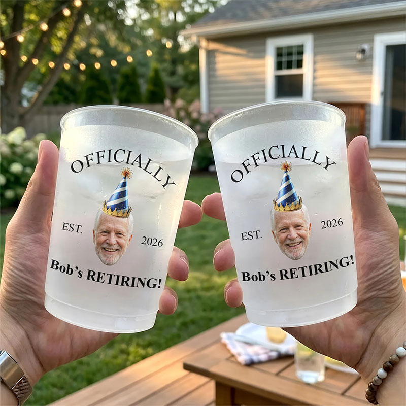 Personalized Officially Retired Teacher Plastic Cup