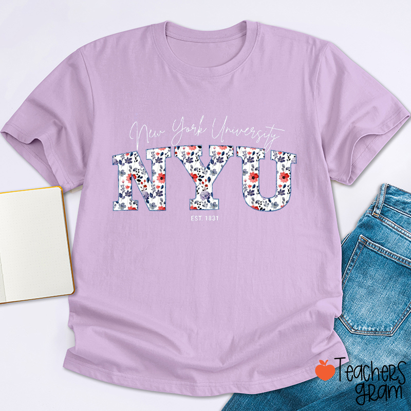Personalized Mascot And School Name Flowers Fonts Teacher T-Shirt
